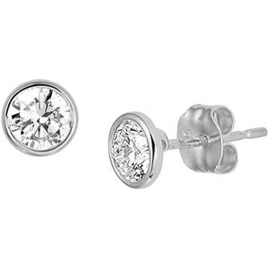YO&NO - Oorbellen - Witgoud - Oorknoppen - Zirkonia - 5mm - Sieraden vrouw - 14k - 585 Goud