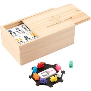 Engelhart Dominospel - Mexican Train - Hout - Naturel/Wit - 101-delig