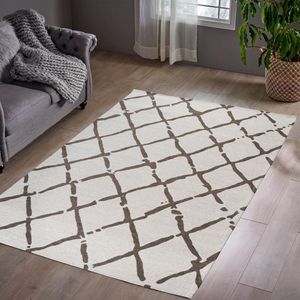 Flycarpets Madras Vloerkleed - Crème / Bruin - Geruit Motief - 160x230 cm