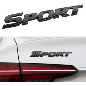 Auto Embleem Sport - Carbon Look Zwart - Zelfklevende Badge - Sport Logo - voor Achterklep - Auto Accessoires