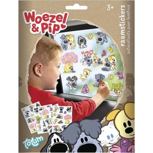 Woezel & Pip raamstickers, niet permanente verplaatsbare stickers - met speelachtergrond - Bambolino Toys