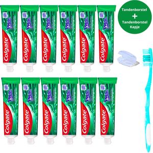 Colgate Tandpasta Fresh Confidence Refreshing Green - 12 x 75ml - Tandenborstel en Tandenborstelkapje Set - Tandpasta Voordeelverpakking