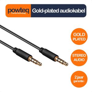 Powteq premium Gold-plated audiokabel - 2 meter - 3.5mm 2x male - Stereo audio - Hoofdtelefoonaansluiting -