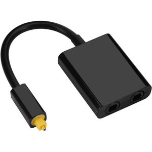 Optische kabelsplitter met twee poorten Toslink - 2-weg ingang/uitgang met 1-in-2 audiokabel zwart