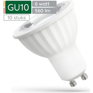 Spectrum LED Lamp GU10 6W - 230V - 560 Lumen - 6000K Koud wit - Helder daglicht - Energiezuinig - 10 stuks