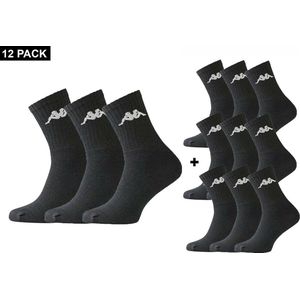 Kappa - Trisper Tennis Sock 12 pack - Voordeelpack Sokken - 35 - 38 - Zwart