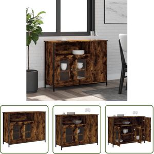 The Living Store Dressoir 100x35x75 cm bewerkt hout gerookt eikenkleurig - Dressoir - Commode - Houten Dressoir - Vintage Dressoir - Landelijk Dressoir