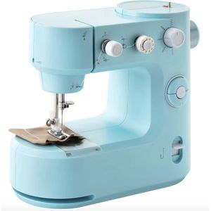J&R Draagbare naaimachine - Mini naaimachine - Mini steek - Led verlichting - Voetschakelaar of Knop bediening - Blauw