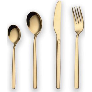 24-delige titanium vergulde roestvrijstalen bestekset, 24-delige gouden bestekset, gouden bestekset, servies voor 6 (glanzend goud)