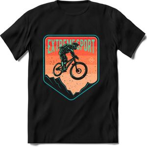 Extreme Sport | TSK Studio Mountainbike kleding Sport T-Shirt | Roze - Lime | Heren / Dames | Perfect MTB Verjaardag Cadeau Shirt Maat M