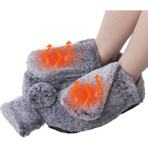 Voetwarmer warmwaterkruik voor voeten, warmwaterkruik met deksel, 2L rubberen warmwaterkruik met zachte pluche hoes, 2-in-1 voetwarmer handwarmer voor mannen en vrouwen, bedfles voor pijn