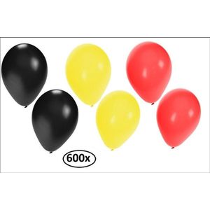 600x Ballonnen zwart/geel/rood