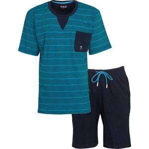 MEQ Heren Shortama - Pyjama Set - Korte mouwen - Katoen - Blauw - Maat S