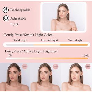 Complete Make-up koffer Reizen met Led Licht Spiegel Grote Capaciteit Cosmetische Organizer Vanity Travel Case voor Make Up met Verstelbaar Compartiment roze Modieus. Complete Make up koffer