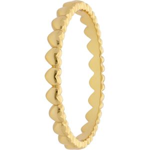 Lucardi Dames Zilveren goldplated ring met hartjes - Ring - 925 Zilver - Goudkleurig - 15.5 / 49 mm