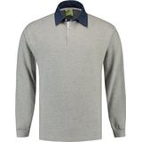L&S Rugby Shirt voor heren in de kleur Grey Heather maat S