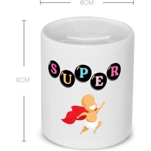 Akyol - super baby met cape Spaarpot - Baby - super baby - verjaardag - geboorte - baby shower - cadeau - kado - geschenk - gift - 350 ML inhoud