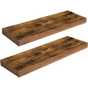 Zwevende planken, set van 2, wandgemonteerde planken, decoratieve wandrek, wandrek, eenvoudig te installeren, slaapkamer, badkamer, keuken, woonkamer, kantoor, rustieke bruin EBF60BJ01