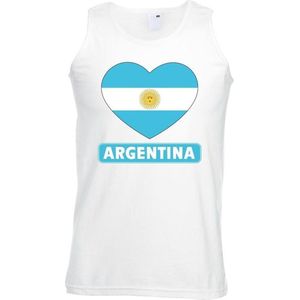 Argentinie hart vlag singlet shirt/ tanktop wit heren M