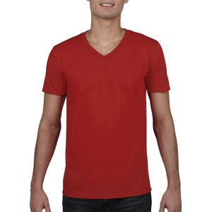 Herenshirt Softstyle® V-Neck merk Gildan Rood - XL