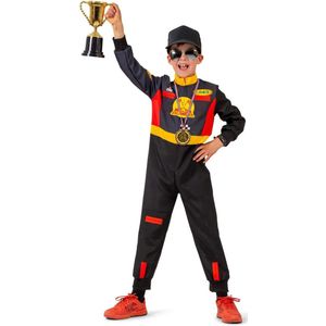 Funny Fashion - Formule 1 Kostuum - F1 Junior Winnaar - Jongen - Blauw, Rood - Maat 116 - Carnavalskleding - Verkleedkleding