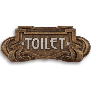 Toilet – toiletbordje – art nouveau - bronskleurig - gecoat - gietijzer – Maddeco – 19x1x8 cm