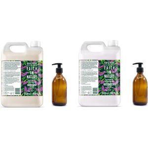 FAITH IN NATURE - Shampoo & Conditioner Lavender & Geranium Refill - 2 x 5 Liter= 10 liter - nu met 2 Gratis glaze2 refill flessen 500ml