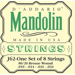 D'Addario J62 10-34 Mandolinen snaren 80/20 Bronze Loop End - Snaren