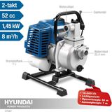 Hyundai Waterpomp Benzine 52 Cc - Schoonwaterpomp - 2-takt - 15.000 L/Uur