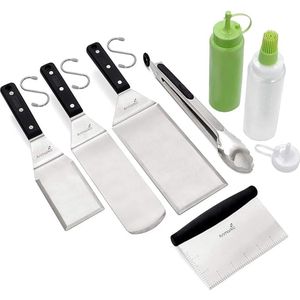 Barbecue-accessoires, roestvrij staal, hoogwaardig BBQ-bestek, met draagbare opbergkoffer, perfecte barbecue-gereedschapsset voor mannen, met vleesthermometer, cadeau,