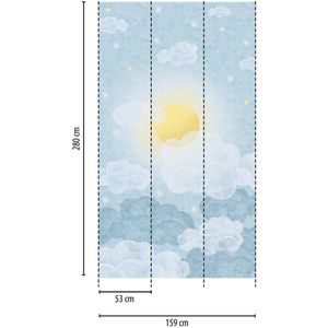 ZON TUSSEN DE WOLKEN FOTOBEHANG | Kinderkamer - Blauw Geel Wit - A.S. Création Lilly & Luis