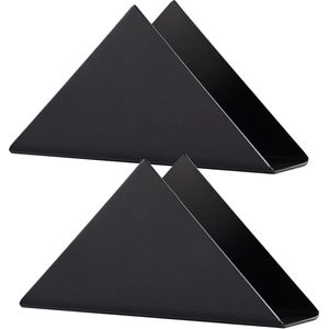 2 stuks servethouders zwart 304# driehoekig metaal vrijstaande servetdispenser standaard tafelorganisatie voor keukenwerkbladen picknicktafels feestdecoratie (17 x 8,5 x 4,5 cm)
