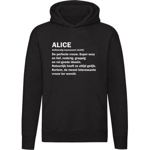 Alice | Unisex | Trui | Sweater | Hoodie | Capuchon | Zwart | Meisjesnaam | Woordenboek | Encyclopedie | Verjaardag | Grappig | Cadeau
