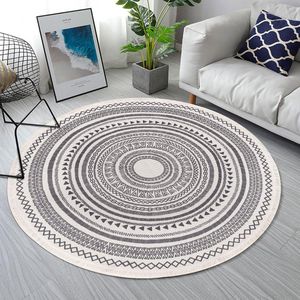 Rond katoenen tapijt - Marokkaans design - 120cm - Wasbaar - Decor voor woonkamer en speelkamer vloerkleed