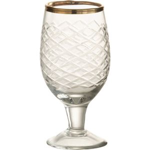 J-Line Rand glas - drinkglas - goud - 8 stuks - woonaccessoires