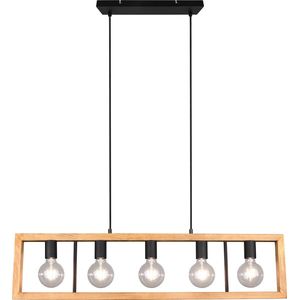 LED Hanglamp - Hangverlichting - Trion Aplon - E27 Fitting - 4-lichts - Rechthoek - Mat Zwart - Aluminium