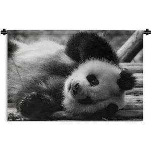 Wandkleed Dierenprofielen in Zwart-Wit - Dierenprofiel rollende panda in zwart-wit Wandkleed katoen 120x80 cm - Wandtapijt met foto