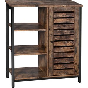 Dressoir - keukenkast met 3 planken - badkamermeubel - gangplank - woonkamer - slaapkamer - hal - keuken - 70 x 30 x 81 cm - industrieel design - vintage bruin - zwart