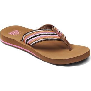 Reef Spring Woven Smoothie Stripe Dames Slippers - Cognac/Roze - Maat 38,5