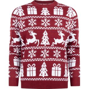 Foute Kersttrui Dames & Heren - Christmas Sweater ""Gezellig Kerst Bordeauxrood"" - Mannen & Vrouwen Maat XL - Kerstcadeau