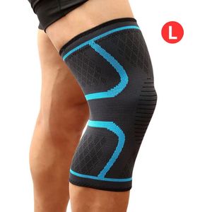 Sportbrace Knie - Kniebrace - Knee Sleeves Powerlifting - Knee Support - Compressie Knie Brace - Knee Wraps - Dames - Heren - Blauw - Maat L