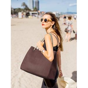 Strandtas voor dames, grote strandtas met ritssluiting, XXL, strandtas, badtas, badtas, badtas, badtas