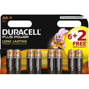Duracell Plus Power AA Alkalinebatterijen 6+2