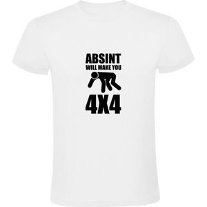 Absint will make you 4x4  Heren T-shirt | drank | alcohol | sterke drank |  Wit