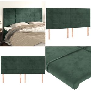 vidaXL Hoofdborden 4 st 80x5x78/88 cm fluweel donkergroen - Hoofdbord - Hoofdborden - Hoofdeinde - Houten Hoofdbord