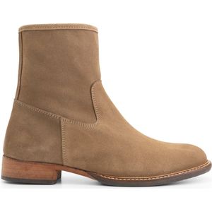 Mysa Susana Suede - Dames Leren Enkellaarzen - Nette schoenen vrouwen - Taupe Suede Leer - Maat 40