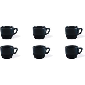 Set van 6 zwarte koffiekopjes keramiek 70 ml inhoud Koffiekopjes set van 6