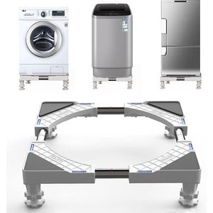 Wasmachinestandaard voor wasmachine-droger koelkasten, trillingsdempende verstelbare wasmachinebasis, belasting 300 kg (44-65 cm, 9-11 cm)