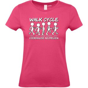 Dames T-shirt Walk Cycle | Vierdaagse shirt | Wandelvierdaagse Nijmegen | Roze woensdag | Roze | maat XXL