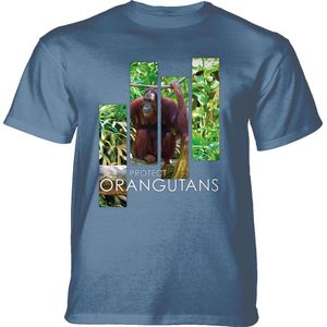 T-shirt Protect Orangutan Split Portrait Blue 4XL